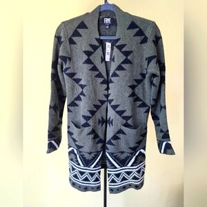 NEW Frye Southwestern Aztec Cardigan Womens Size Small Green Western Longline